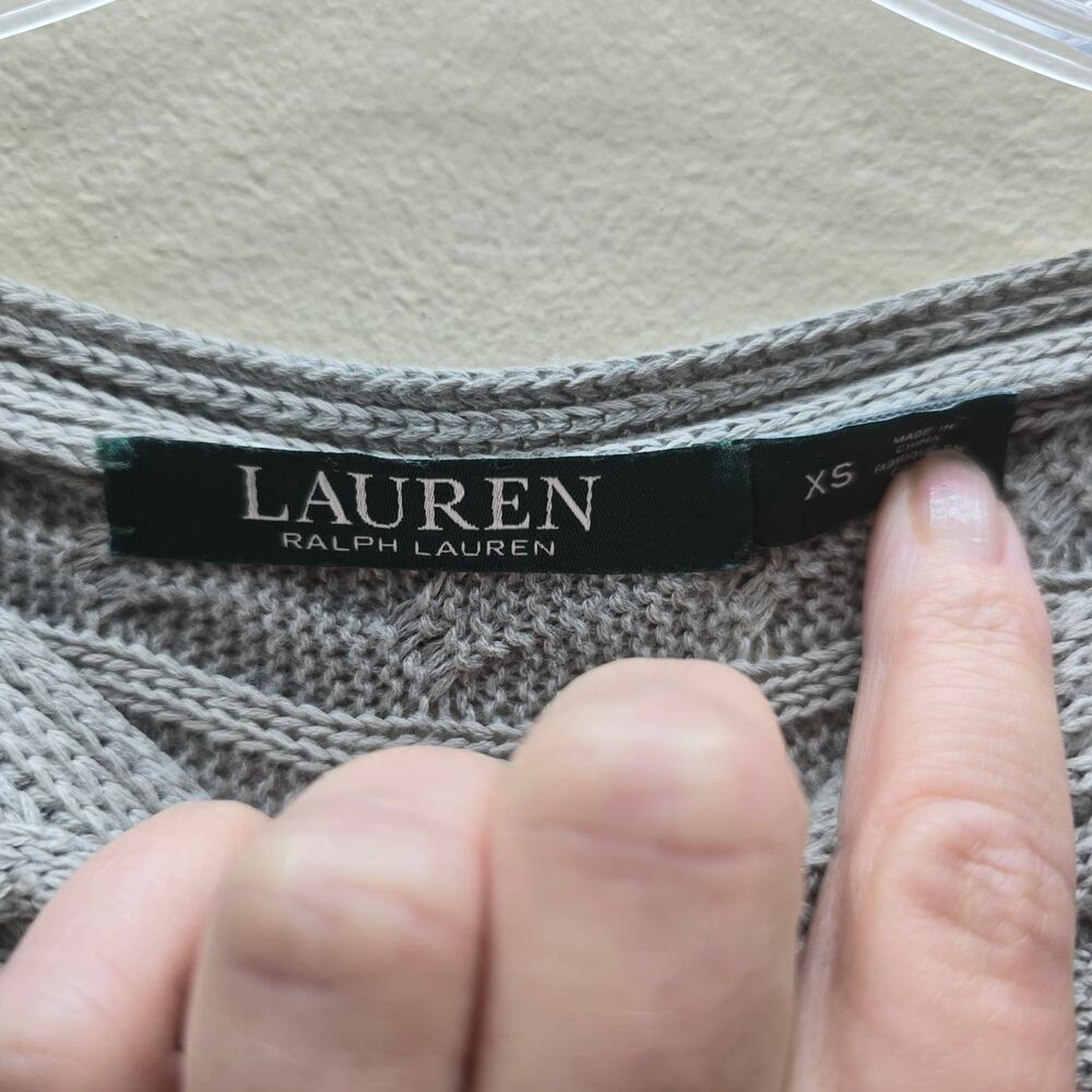 Ralph Lauren Women's Long Line Pullover Cable Knit Sweater Warm Gray Size XS - Picture 4 of 6